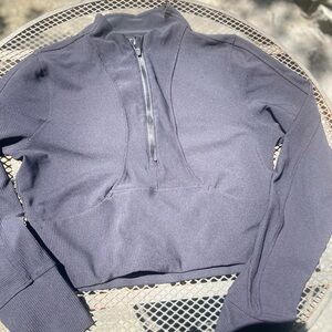 Women’s Black Half-Zip Ribbed Sweater